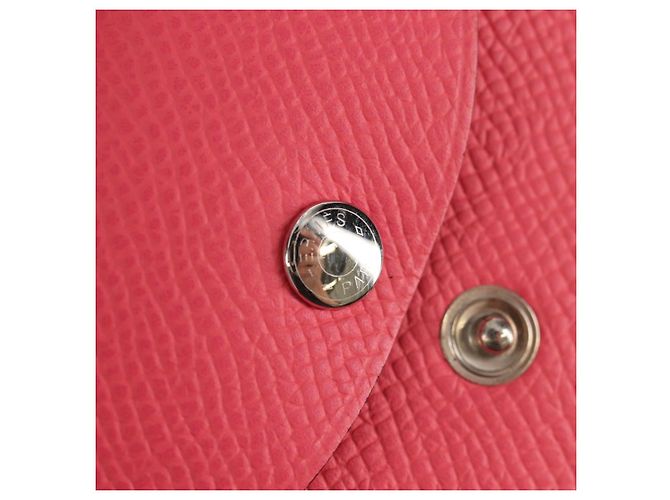 Hermès Monedero Calvi Duo HERMES Cuero Rosa Plata Auth BA8242M - vista 8