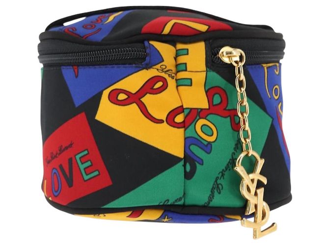 Saint Laurent Pochette Vanity in Nylon Nero Oro Auth am9351 D'oro - vista 2