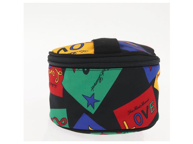 Saint Laurent Pochette Vanity in Nylon Nero Oro Auth am9351 D'oro - vista 3