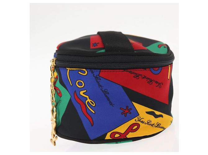 Saint Laurent Pochette Vanity in Nylon Nero Oro Auth am9351 D'oro - vista 4