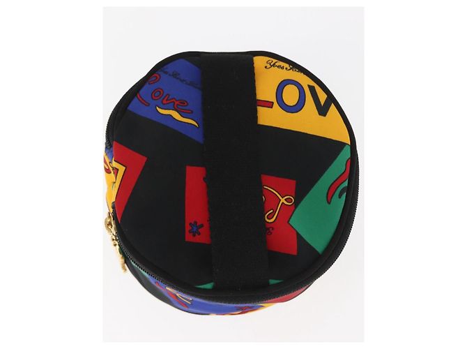 Saint Laurent Pochette Vanity in Nylon Nero Oro Auth am9351 D'oro - vista 6