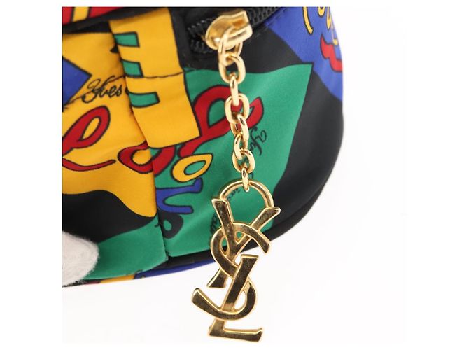 Saint Laurent Pochette Vanity in Nylon Nero Oro Auth am9351 D'oro - vista 9