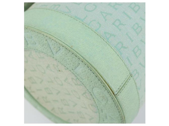 Bulgari Borsa a Spalla Logo Mania BVLGARI in Tela e Pelle Verde Smeraldo Auth hk3109 - vista 14