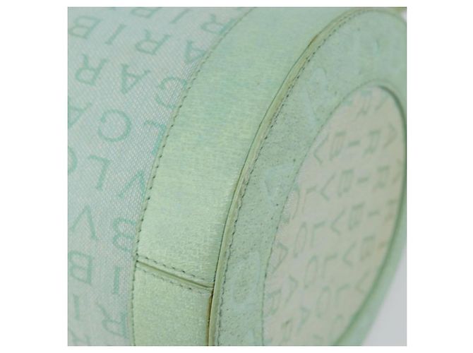 Bulgari Borsa a Spalla Logo Mania BVLGARI in Tela e Pelle Verde Smeraldo Auth hk3109 - vista 15