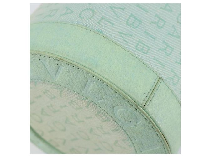 Bulgari Borsa a Spalla Logo Mania BVLGARI in Tela e Pelle Verde Smeraldo Auth hk3109 - vista 16