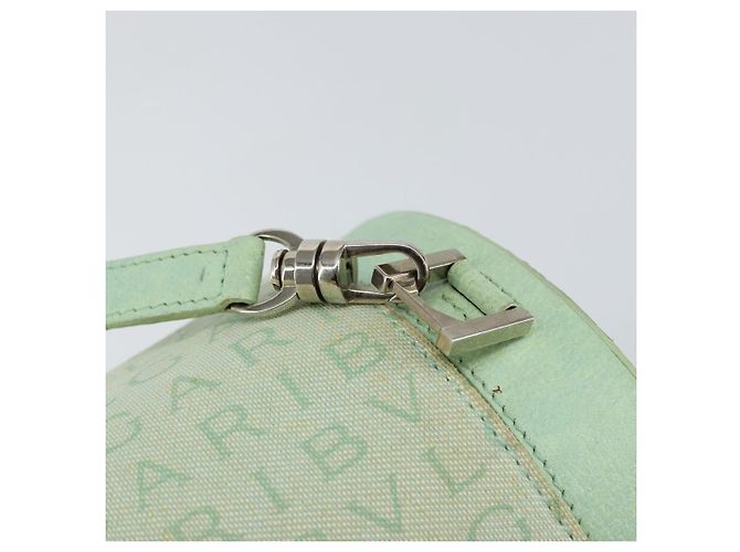 Bulgari Borsa a Spalla Logo Mania BVLGARI in Tela e Pelle Verde Smeraldo Auth hk3109 - vista 17