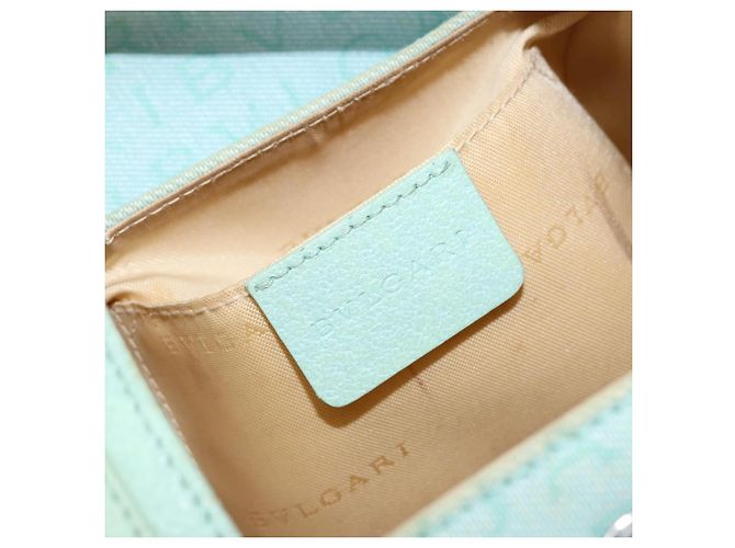 Bulgari Borsa a Spalla Logo Mania BVLGARI in Tela e Pelle Verde Smeraldo Auth hk3109 - vista 18