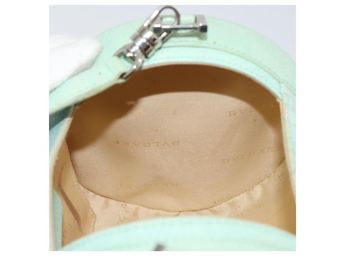 Bulgari Borsa a Spalla Logo Mania BVLGARI in Tela e Pelle Verde Smeraldo Auth hk3109 - vista 19