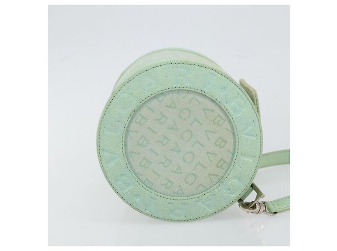 Bulgari Borsa a Spalla Logo Mania BVLGARI in Tela e Pelle Verde Smeraldo Auth hk3109 - vista 3