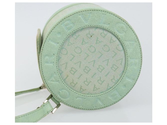 Bulgari Borsa a Spalla Logo Mania BVLGARI in Tela e Pelle Verde Smeraldo Auth hk3109 - vista 4
