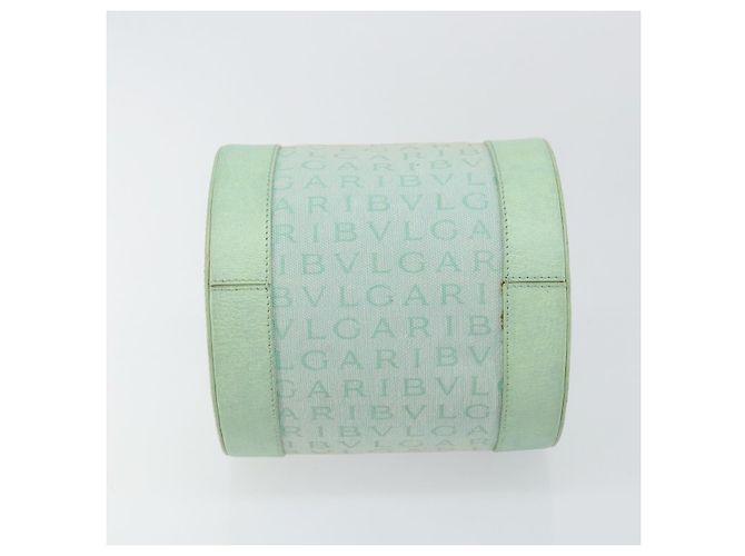 Bulgari Borsa a Spalla Logo Mania BVLGARI in Tela e Pelle Verde Smeraldo Auth hk3109 - vista 5