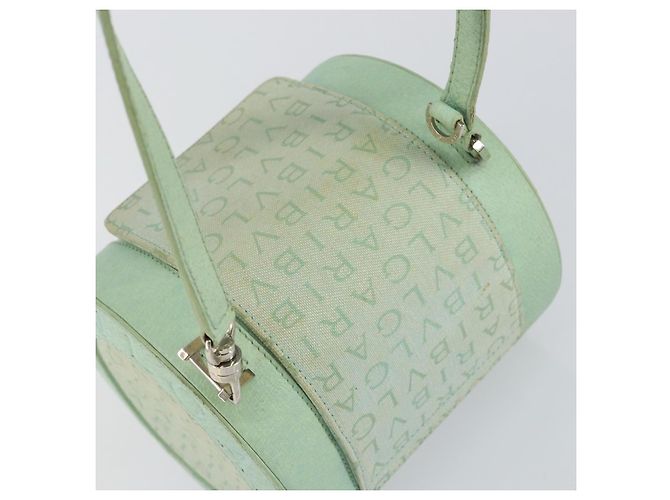 Bulgari Borsa a Spalla Logo Mania BVLGARI in Tela e Pelle Verde Smeraldo Auth hk3109 - vista 6