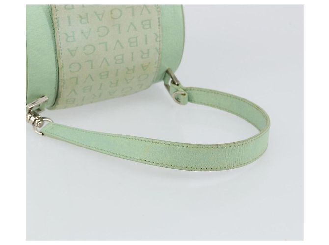 Bulgari Borsa a Spalla Logo Mania BVLGARI in Tela e Pelle Verde Smeraldo Auth hk3109 - vista 7