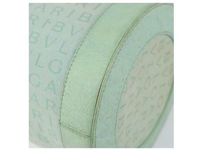 Bulgari Borsa a Spalla Logo Mania BVLGARI in Tela e Pelle Verde Smeraldo Auth hk3109 - vista 9