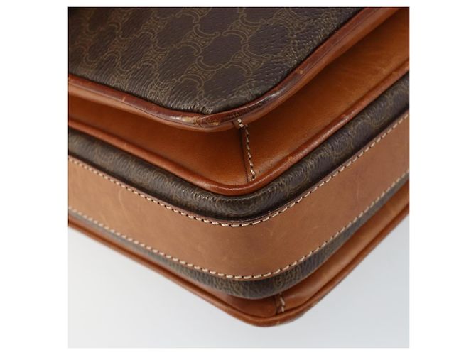 Céline Borsa a Spalla in Tela Macadam CELINE in Pelle PVC Marrone Oro Auth bs29950 D'oro - vista 14