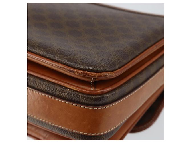 Céline Borsa a Spalla in Tela Macadam CELINE in Pelle PVC Marrone Oro Auth bs29950 D'oro - vista 15