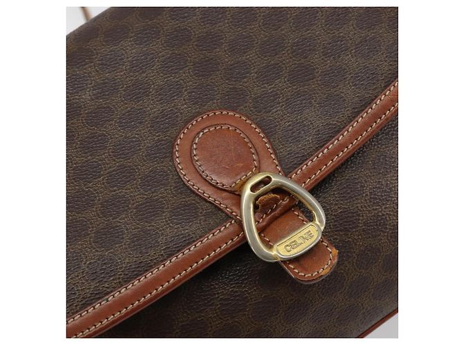 Céline Borsa a Spalla in Tela Macadam CELINE in Pelle PVC Marrone Oro Auth bs29950 D'oro - vista 17