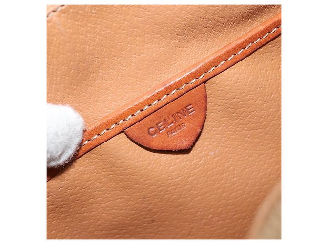 Céline Borsa a Spalla in Tela Macadam CELINE in Pelle PVC Marrone Oro Auth bs29950 D'oro - vista 19