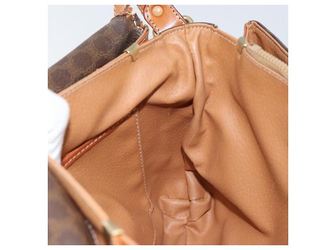 Céline Borsa a Spalla in Tela Macadam CELINE in Pelle PVC Marrone Oro Auth bs29950 D'oro - vista 20
