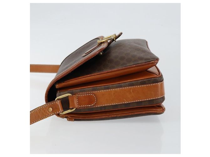 Céline Borsa a Spalla in Tela Macadam CELINE in Pelle PVC Marrone Oro Auth bs29950 D'oro - vista 4