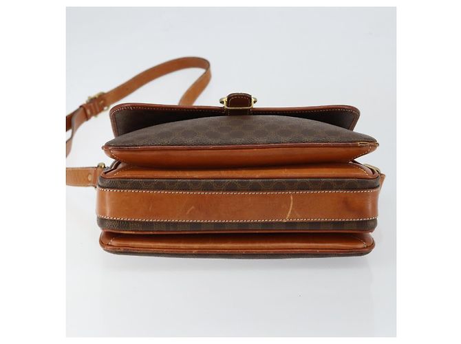 Céline Borsa a Spalla in Tela Macadam CELINE in Pelle PVC Marrone Oro Auth bs29950 D'oro - vista 5