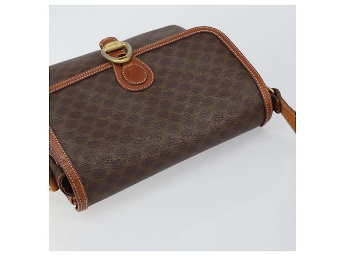 Céline Borsa a Spalla in Tela Macadam CELINE in Pelle PVC Marrone Oro Auth bs29950 D'oro - vista 6