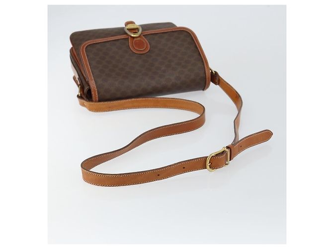 Céline Borsa a Spalla in Tela Macadam CELINE in Pelle PVC Marrone Oro Auth bs29950 D'oro - vista 7