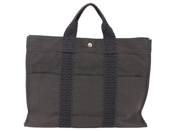 Hermès HERMES Handtasche Her Line MM aus grauem Canvas Auth th6407 Braun - Ansicht 2