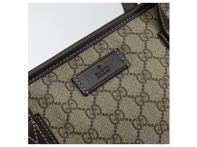 Gucci Borsa Tote GG Supreme in PVC pelle beige Auth ep11190 - vista 17