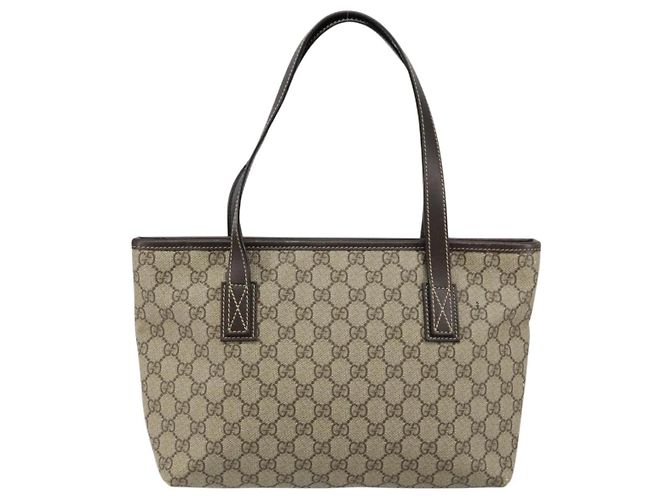 Gucci Borsa Tote GG Supreme in PVC pelle beige Auth ep11190 - vista 2