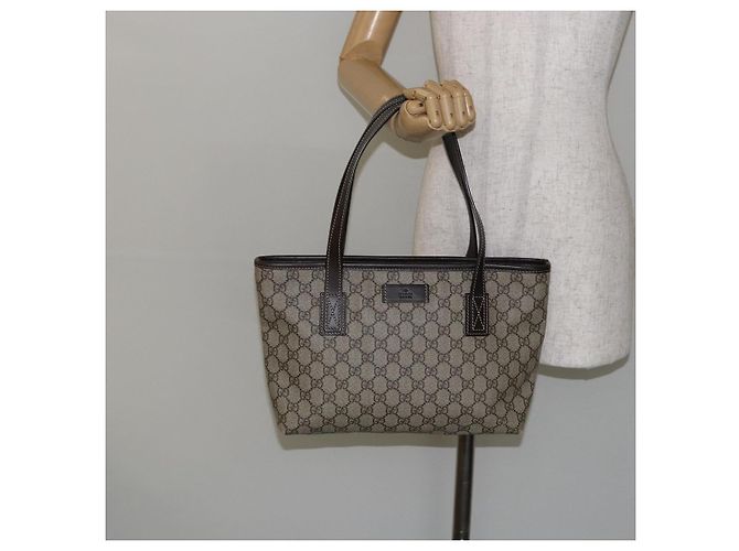 Gucci Borsa Tote GG Supreme in PVC pelle beige Auth ep11190 - vista 22