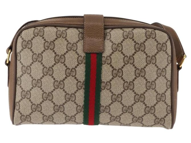 Borsa a spalla Gucci GG Canvas Web Sherry Line in pelle PVC beige e verde Auth BA6764 Rosso - vista 2