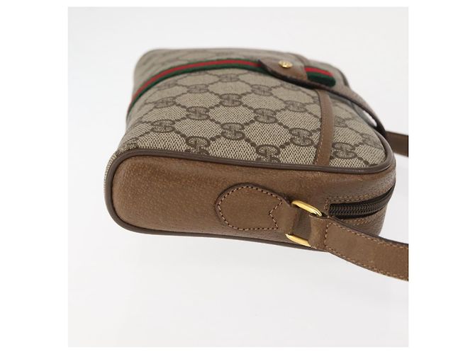 Borsa a spalla Gucci GG Canvas Web Sherry Line in pelle PVC beige e verde Auth BA6764 Rosso - vista 3
