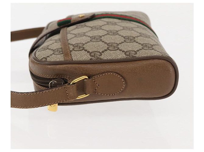 Borsa a spalla Gucci GG Canvas Web Sherry Line in pelle PVC beige e verde Auth BA6764 Rosso - vista 4