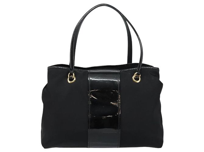 Borsa Tote Salvatore Ferragamo in nylon nero e oro Auth bs29903 D'oro - vista 2
