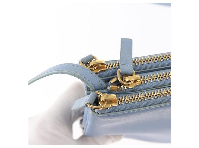Céline Borsa a Spalla Trios Mall in Pelle Blu Oro Auth hk3113 D'oro - vista 10