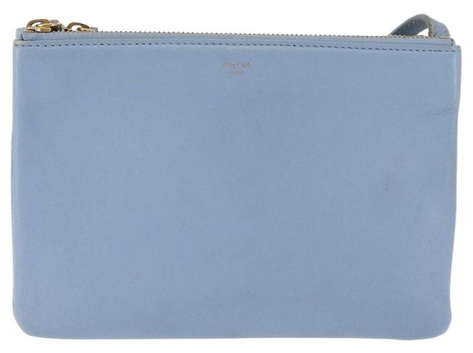 Céline Borsa a Spalla Trios Mall in Pelle Blu Oro Auth hk3113 D'oro - vista 13