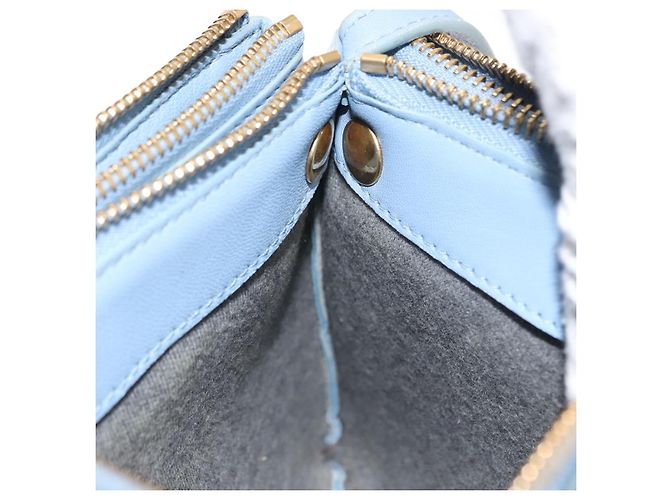 Céline Borsa a Spalla Trios Mall in Pelle Blu Oro Auth hk3113 D'oro - vista 23