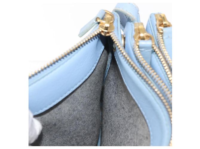 Céline Borsa a Spalla Trios Mall in Pelle Blu Oro Auth hk3113 D'oro - vista 25