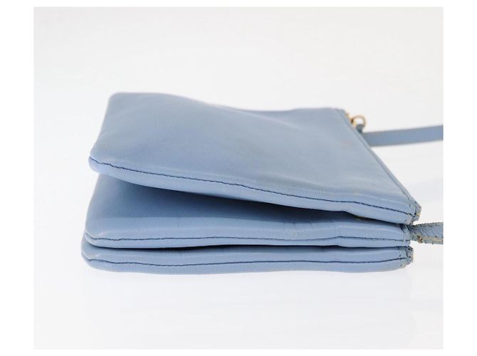 Céline Borsa a Spalla Trios Mall in Pelle Blu Oro Auth hk3113 D'oro - vista 3