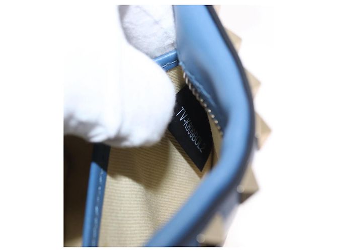 VALENTINO Borsa a Spalla in Pelle con Catena e Borchie Blu Oro Auth BA8011 D'oro - vista 11