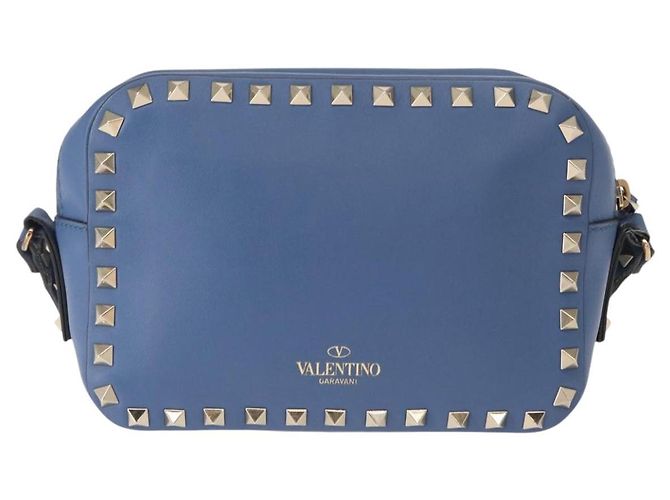 VALENTINO Borsa a Spalla in Pelle con Catena e Borchie Blu Oro Auth BA8011 D'oro - vista 13
