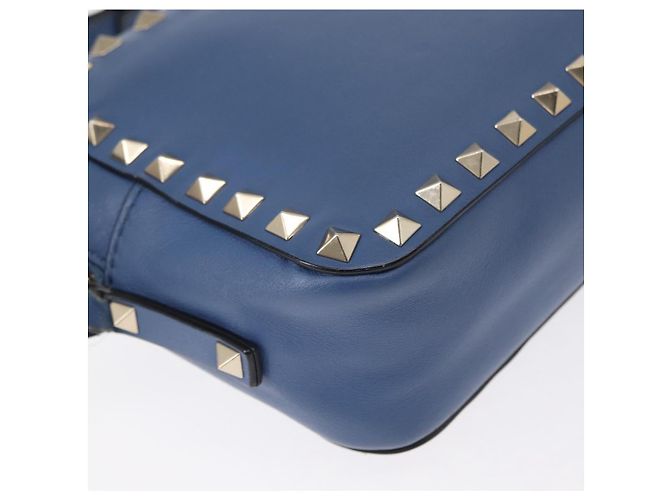 VALENTINO Borsa a Spalla in Pelle con Catena e Borchie Blu Oro Auth BA8011 D'oro - vista 16
