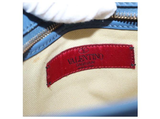 VALENTINO Borsa a Spalla in Pelle con Catena e Borchie Blu Oro Auth BA8011 D'oro - vista 19