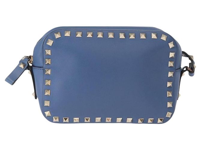VALENTINO Borsa a Spalla in Pelle con Catena e Borchie Blu Oro Auth BA8011 D'oro - vista 2
