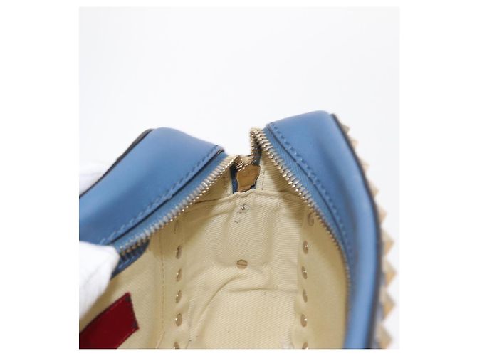VALENTINO Borsa a Spalla in Pelle con Catena e Borchie Blu Oro Auth BA8011 D'oro - vista 20