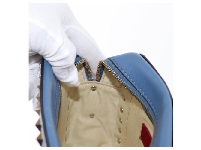VALENTINO Borsa a Spalla in Pelle con Catena e Borchie Blu Oro Auth BA8011 D'oro - vista 21