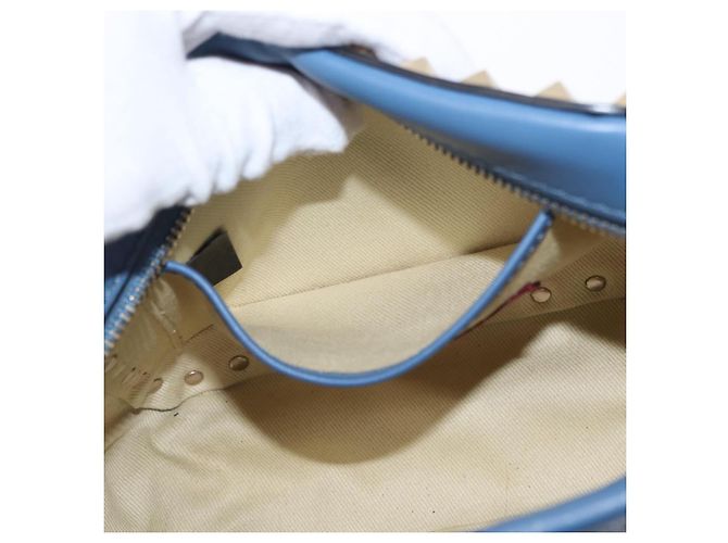 VALENTINO Borsa a Spalla in Pelle con Catena e Borchie Blu Oro Auth BA8011 D'oro - vista 22