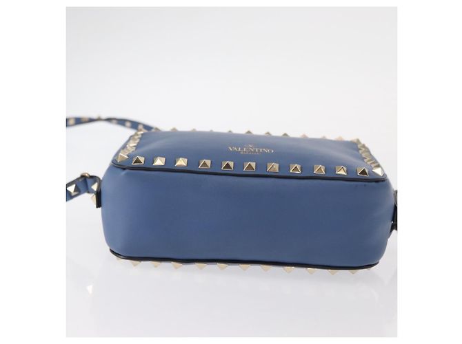 VALENTINO Borsa a Spalla in Pelle con Catena e Borchie Blu Oro Auth BA8011 D'oro - vista 5
