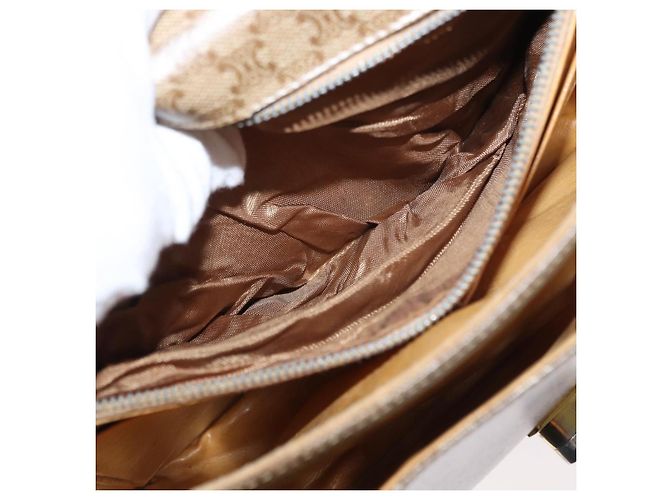 Céline Borsa a Spalla in Tela Macadam CELINE PVC Beige Oro Auth ka119 D'oro - vista 11